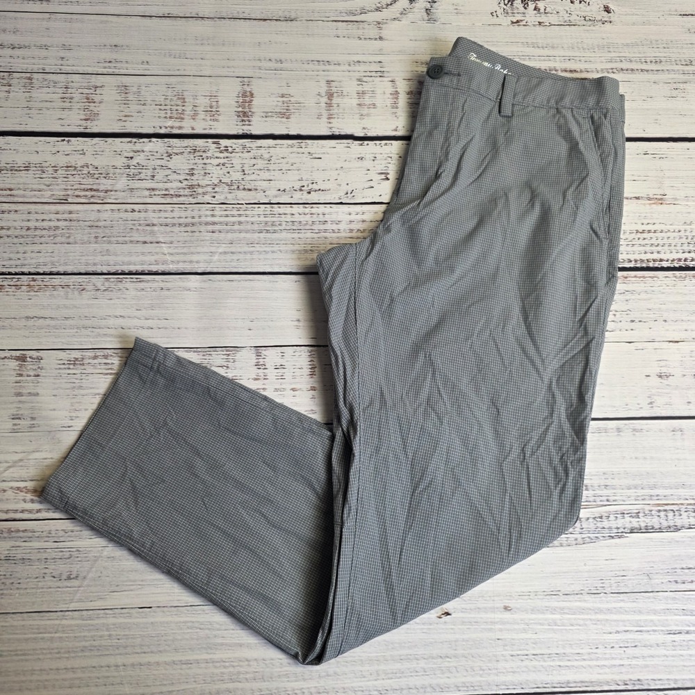 Tommy Bahama Performance Pants Mens 35x30 Actual 36x29 Mid Rise Gray Houndstooth